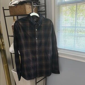 Express Black and Brown Casual Button Down Shirt